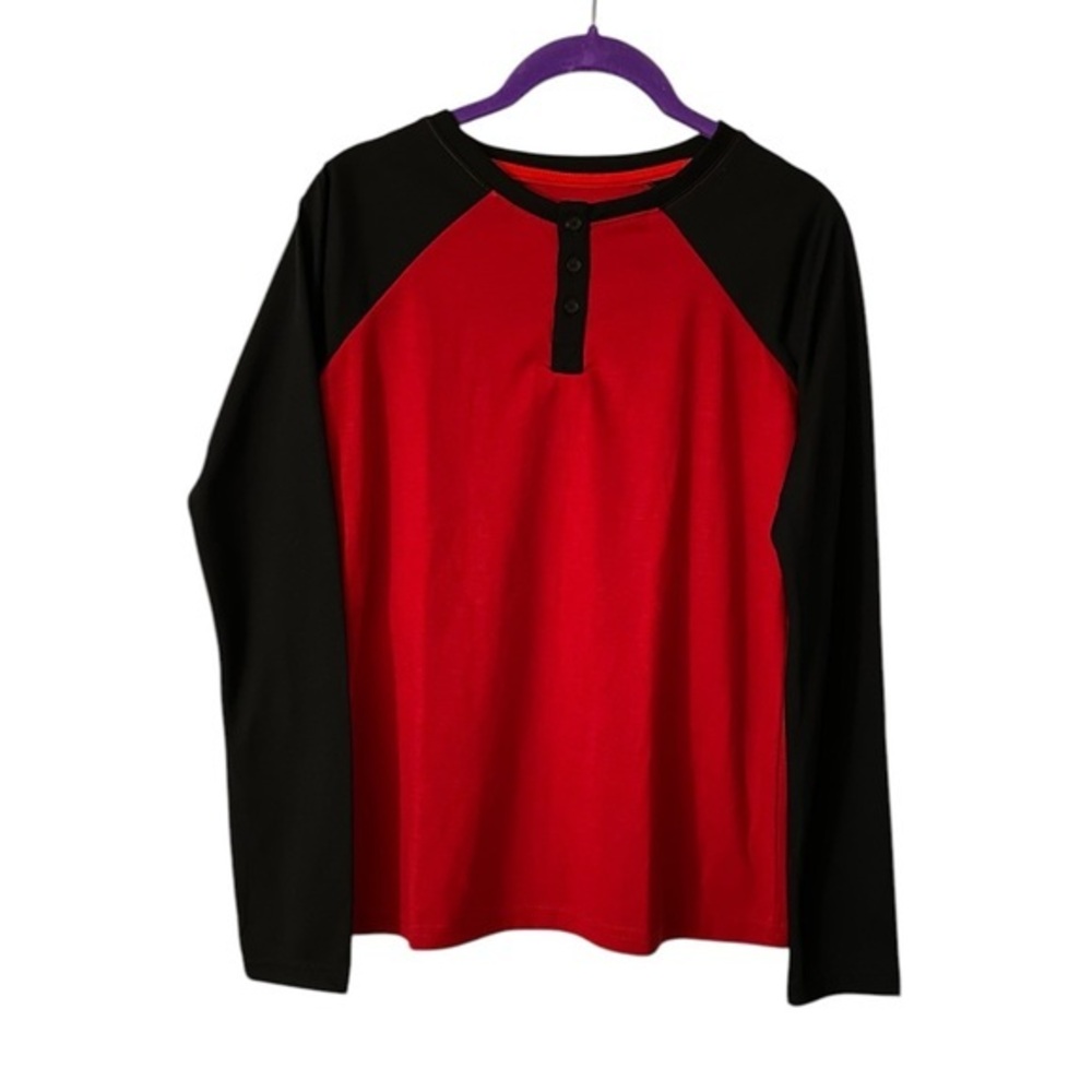 Boys' Long Sleeve Relaxed Fit Henley Shirt - Cat & Jack™ Red/Black Size L